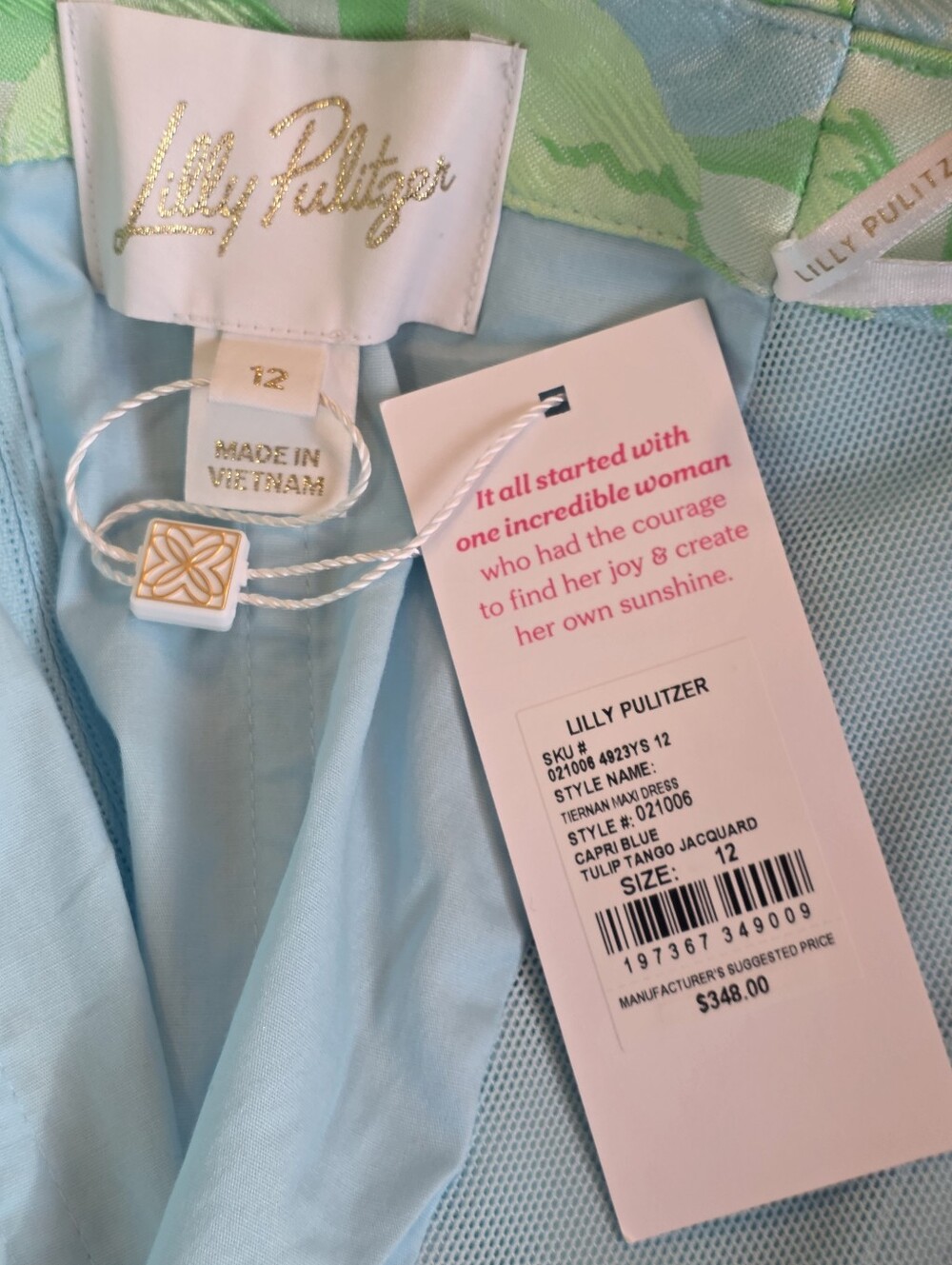 NWT Lilly Pulitzer Tiernan Strapless Maxi Dress Capri Blue Tulip Tango Jacquard - Picture 9 of 9